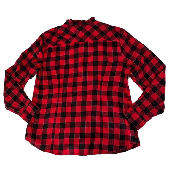 J CREW Buffalo Flannel Blouse Red Plaid Long Sleeve Preppy Buttoned Women’s Sz M - Picture 4 of 9